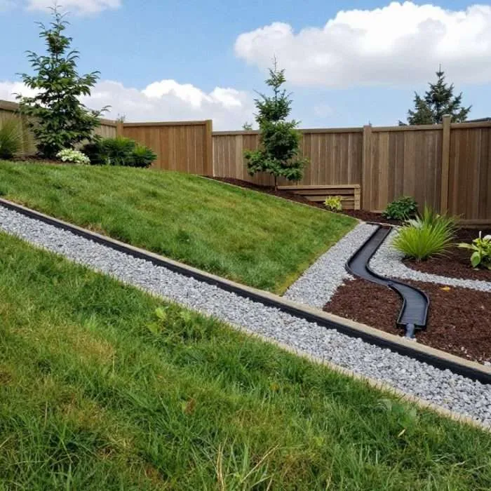 backyard slopes towards house